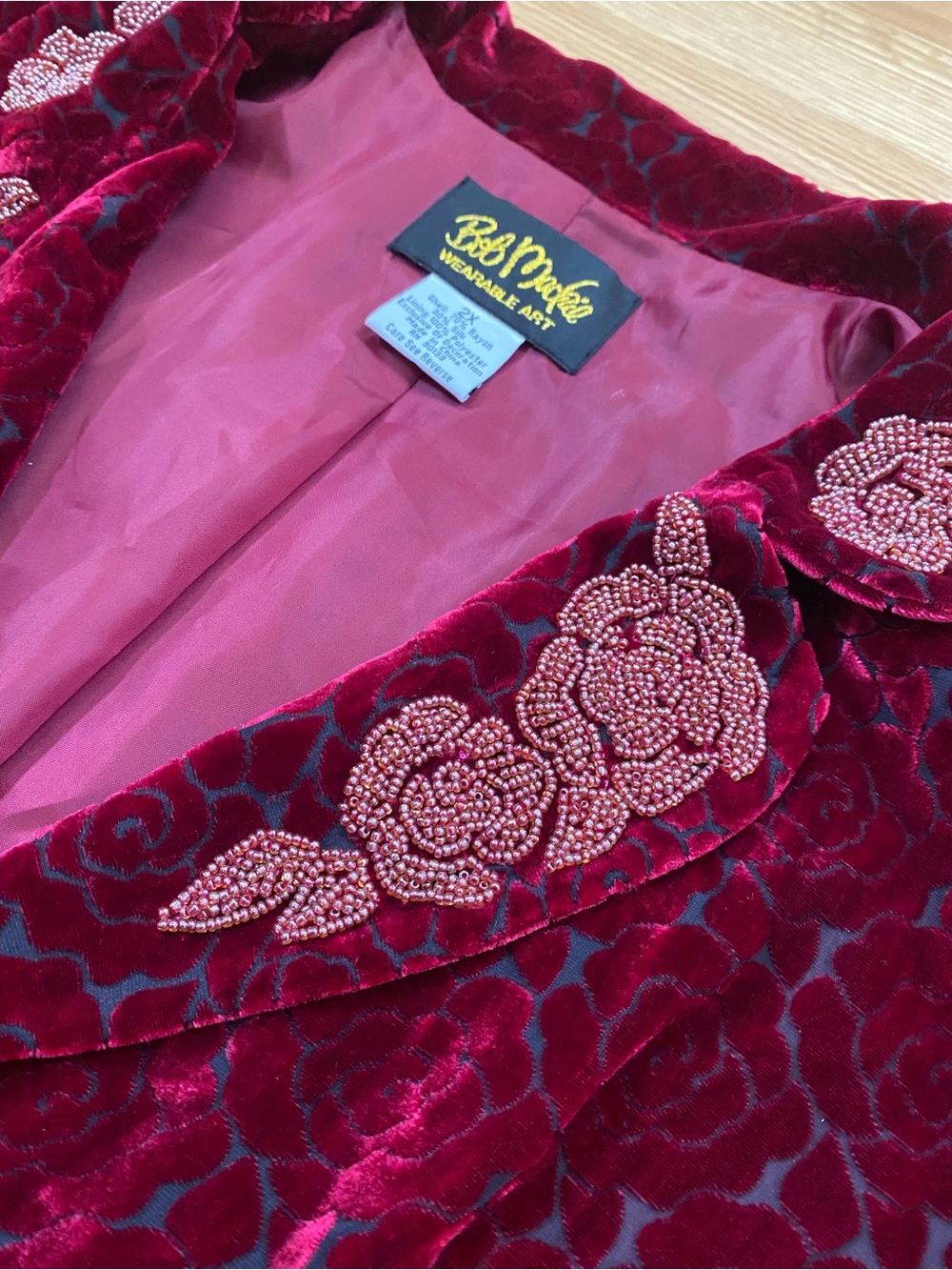 Bob Mackie Vintage Burnout Velvet Beaded Floral Blazer